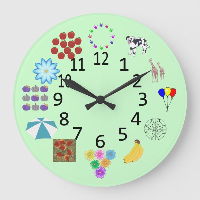Reloj Redondo Grande Recuento de artículos de bloques con números (Anverso)