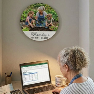 Reloj Redondo Grande Recuerdo de Foto Personalizado para Abuela