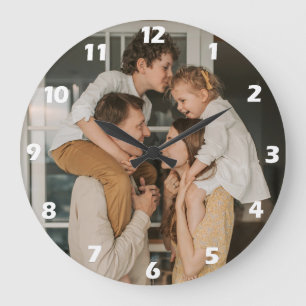 Reloj Redondo Grande Recuerdos Personalizados de Fotos Familiares