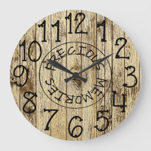 Reloj Redondo Grande Recuerdos Preciosos de Madera Marrón Personalizado