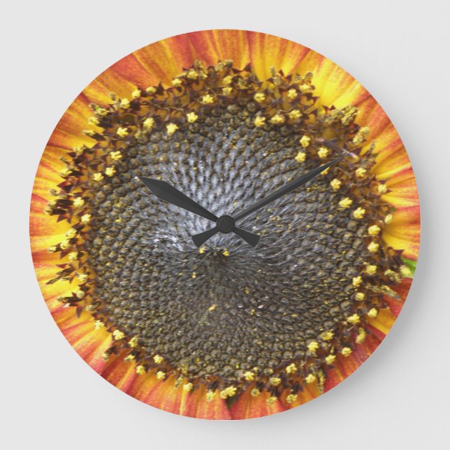 Reloj Redondo Grande Red and Yellow Sunflower Wall Clock (Anverso)
