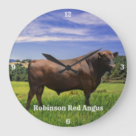 Reloj Redondo Grande Red Angus Bull