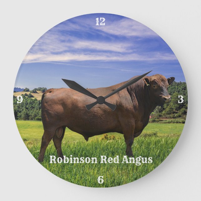 Reloj Redondo Grande Red Angus Bull (Anverso)