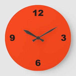 Reloj Redondo Grande Red Big Black Numbers Wall Clock