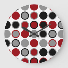 Reloj Redondo Grande Red, Black and Gray Circles
