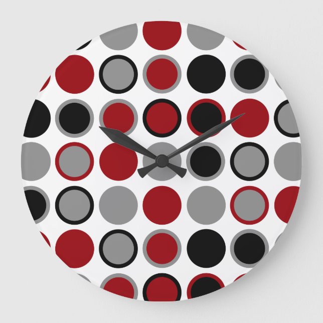 Reloj Redondo Grande Red, Black and Gray Circles   (Anverso)