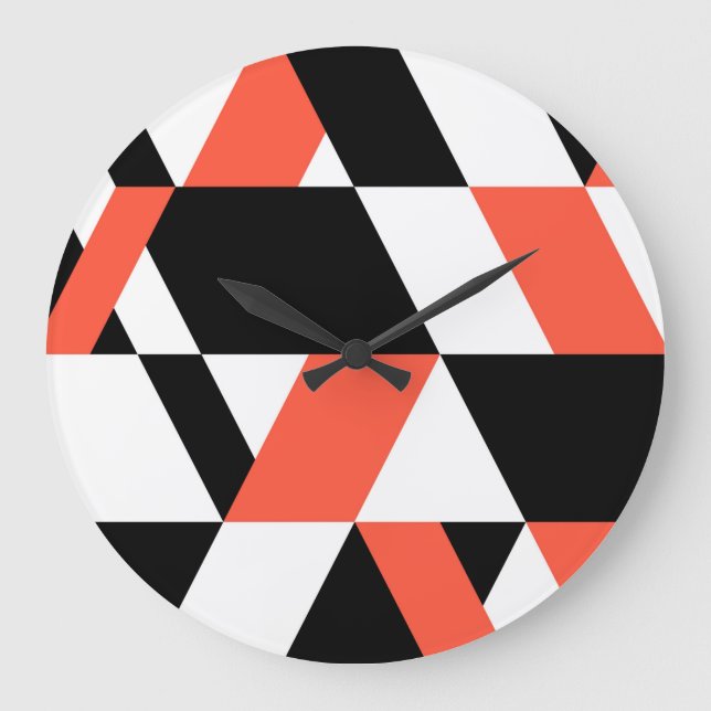 Reloj Redondo Grande Red-black, modern, trendy, urban geometric design (Anverso)