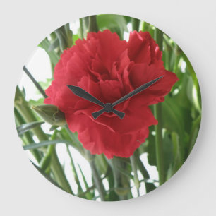 Reloj Redondo Grande Red Carnation Wall Clock