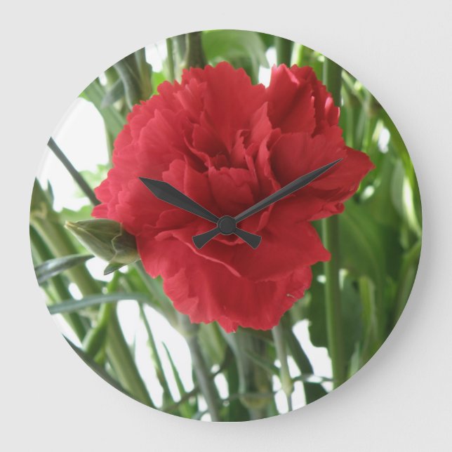 Reloj Redondo Grande Red Carnation Wall Clock (Anverso)