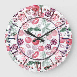 Reloj Redondo Grande Red cherry berry fruit stylish