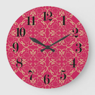 Reloj Redondo Grande Red Flower Boho Chic Clock