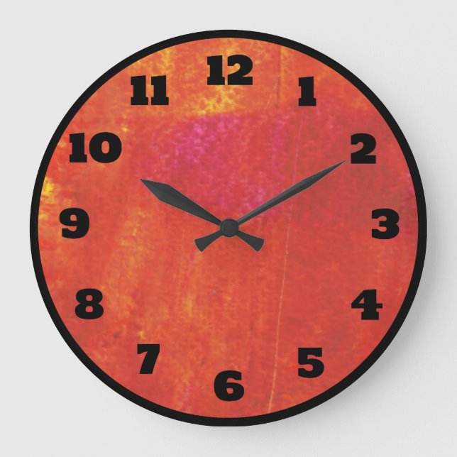 Reloj Redondo Grande Red Grunge Abstract Artwork (Anverso)