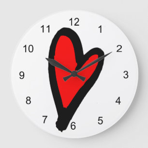 Reloj Redondo Grande Red Heart Acrylic Wall Clock