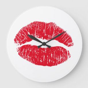 Reloj Redondo Grande Red Kissing Lips