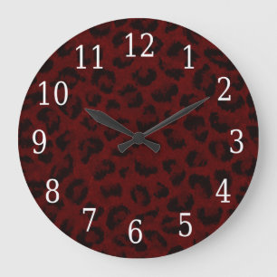 Reloj Redondo Grande Red Leopard Skin Round Clock