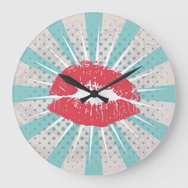 Reloj Redondo Grande Red lips (Anverso)