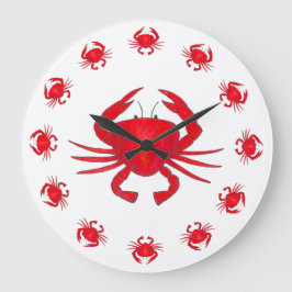 Reloj Redondo Grande Red Maryland Crab Beach House Baño de dormitorio