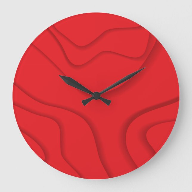 Reloj Redondo Grande Red, modern, trendy, cool paper cut style art (Anverso)