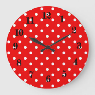 Reloj Redondo Grande Red polka dots