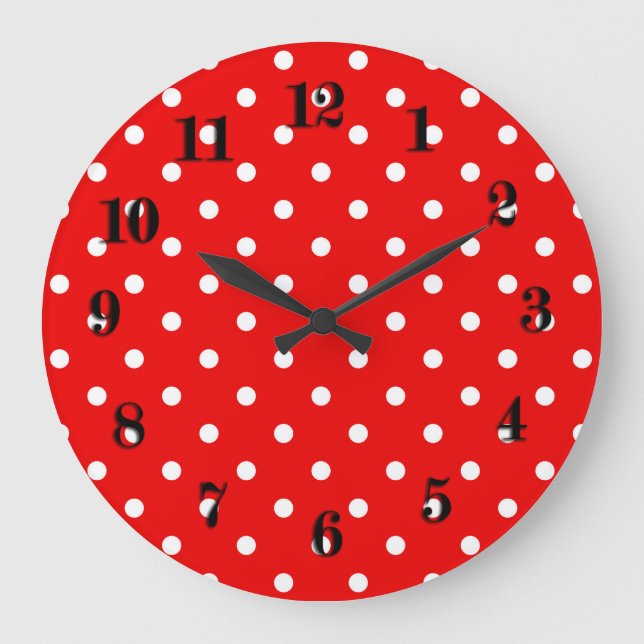 Reloj Redondo Grande Red polka dots (Anverso)