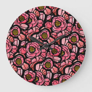 Reloj Redondo Grande Red Poppies Poppy Arte Disparo Flor