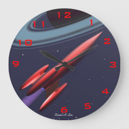 Reloj Redondo Grande Red Rocketship