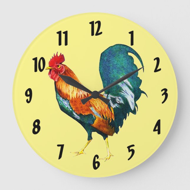 Reloj Redondo Grande Red Rooster Bird Animal Clock (Anverso)