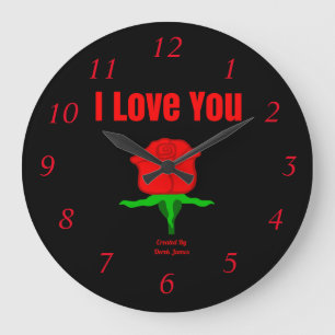Reloj Redondo Grande Red Rose I Love You Acrylic Wall Clock