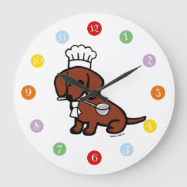 Reloj Redondo Grande Red Smooth Haired Dachshund Chef