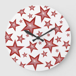 Reloj Redondo Grande Red Stars clock round white