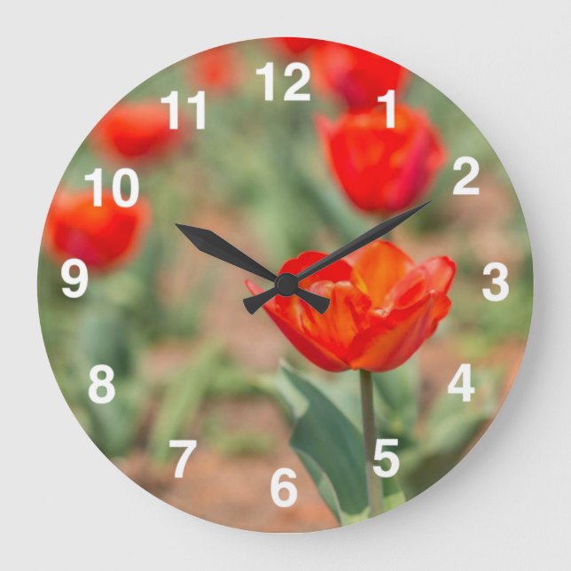 Reloj Redondo Grande Red Tulip Garden (Anverso)