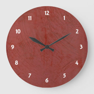 Reloj Redondo Grande Red Veneciana Plaster Faux Finish Round Wallclock