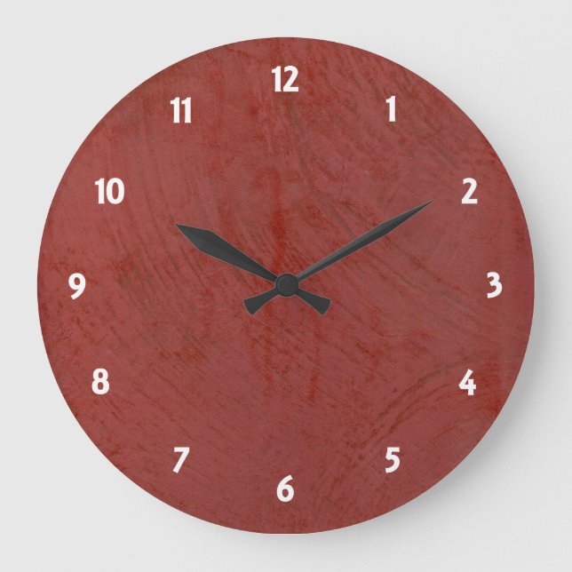 Reloj Redondo Grande Red Veneciana Plaster Faux Finish Round Wallclock (Anverso)