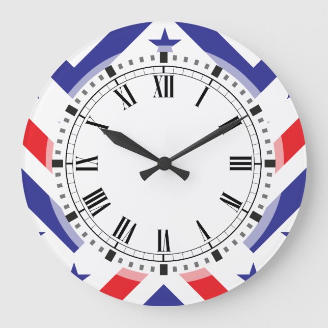 Reloj Redondo Grande Red White and Blue American July 4 Party (Anverso)