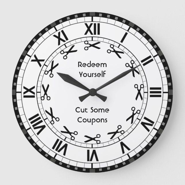 Reloj Redondo Grande Redeem Yourself - Cortar algunos cupones tijeras g (Anverso)