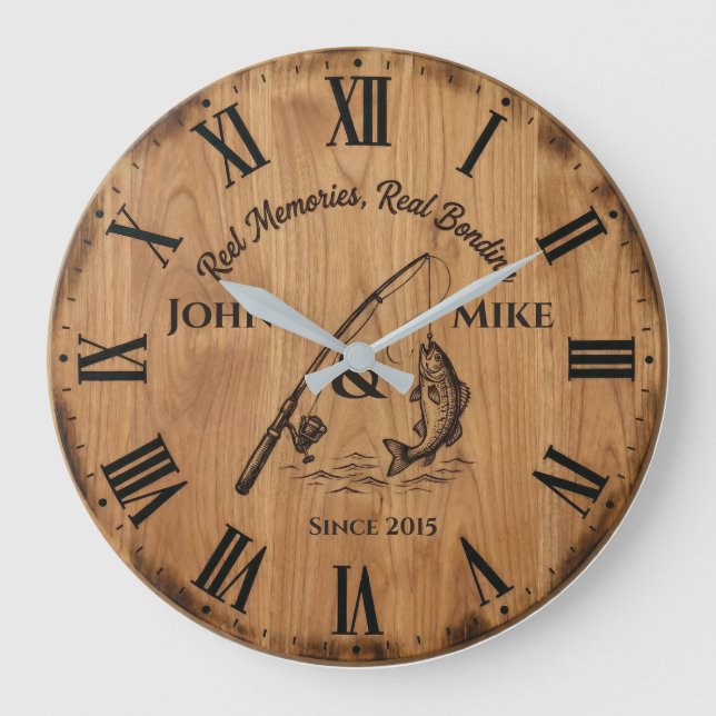 Reloj Redondo Grande Reel Memories Real Bonding | Custom Fishing  (Anverso)
