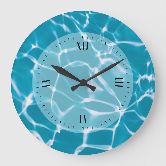 Reloj Redondo Grande Reflexión del agua de la piscina (Anverso)