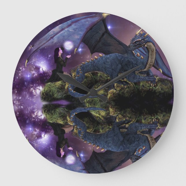 Reloj Redondo Grande Reflexiones una piscina del dragón (Anverso)