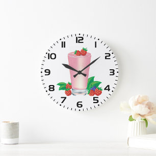 Reloj Redondo Grande Refrescante Berry Smoothie Bebida Rosa