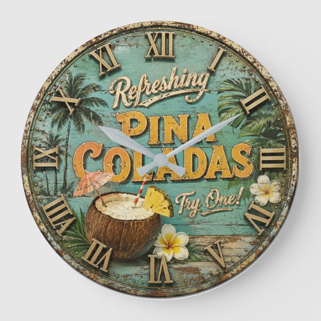 Reloj Redondo Grande Refreshing Piña Coladas  (Anverso)