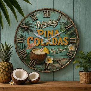 Reloj Redondo Grande Refreshing Piña Coladas