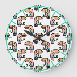 Reloj Redondo Grande regalo de animal de ave tucán tropical lindo para