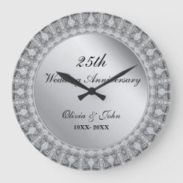 Reloj Redondo Grande regalo de aniversario de bodas de diamantes y plat