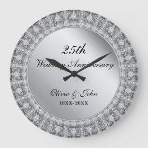 Reloj Redondo Grande regalo de aniversario de bodas de diamantes y plat