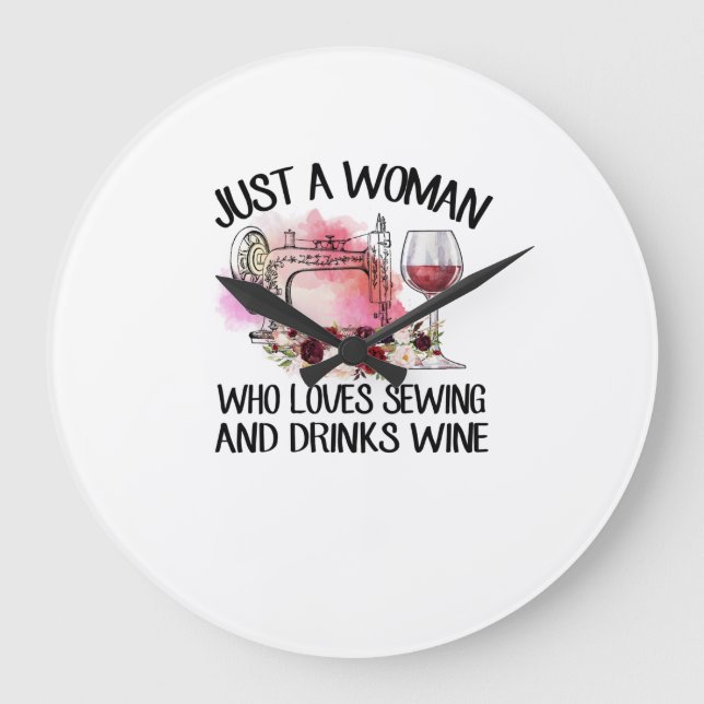 Reloj Redondo Grande Regalo de coser| Sólo Una Mujer Que Ama Masticar (Anverso)