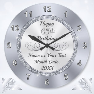 Reloj Redondo Grande Regalo de cumpleaños 65 personalizado para ella o 