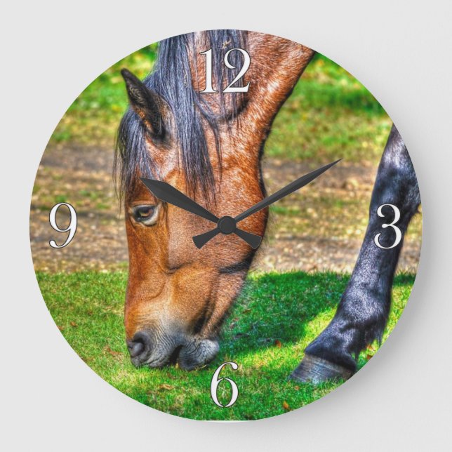 Reloj Redondo Grande Regalo de Equine Animal lover (Anverso)