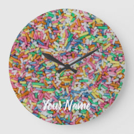 Reloj Redondo Grande Regalo de fondo colorido con salpicaduras de azúca