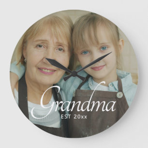 Reloj Redondo Grande Regalo de Foto de Abuela Establecida