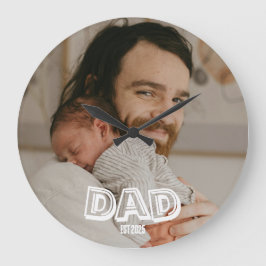 Reloj Redondo Grande Regalo De Foto De Papá Est Nuevo Padre Recuerdo